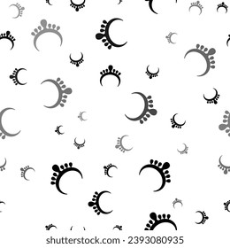Seamless vector pattern with necklace symbols, creating a creative monochrome background with rotated elements. Vector illustration on white background