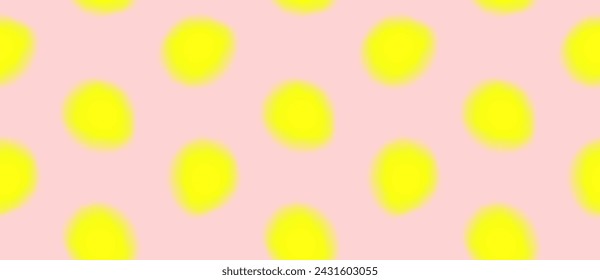 Seamless Vector Pattern with Neon Yellow Dots on a Pastel Pink Background. Hand Drawn Trendy Geometric Repeatable Print with Polka Dots of Irregular Shape.Simple Dotted Pattern in Vibrant Colors.RGB. 