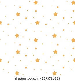 Seamless vector pattern. Nice yellow stars on white background.