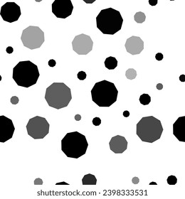 Seamless vector pattern with nonagon symbols, creating a creative monochrome background with rotated elements. Vector illustration on white background