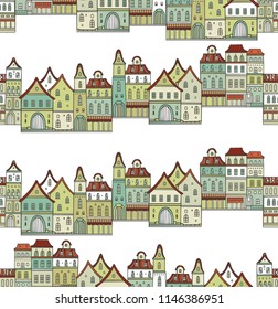 Seamless vector pattern with north european houses