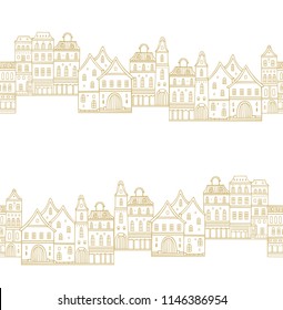 Seamless vector pattern with north european houses