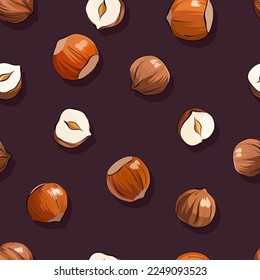 Seamless vector pattern with nuts. Nut.