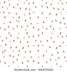 Seamless vector pattern with oak leaves and acorns.Cute printable background for childish textile. 