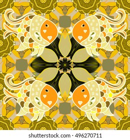 Seamless vector pattern with ocean creatures