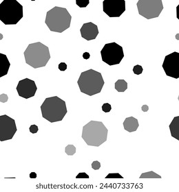 Seamless vector pattern with octagon symbols, creating a creative monochrome background with rotated elements. Vector illustration on white background