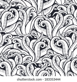 Seamless vector pattern with octopus tentacles.