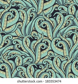 Seamless vector pattern with octopus tentacles.