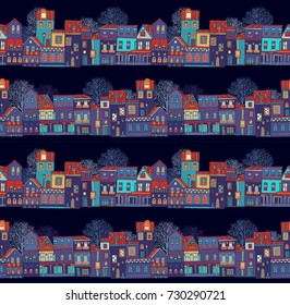 Seamless vector pattern with old houses