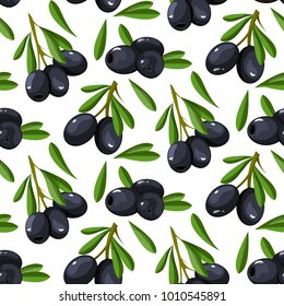 Seamless vector pattern olive branch on paper.For labels, packaging.