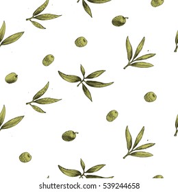 seamless vector pattern with olive branch