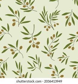 Seamless vector pattern with olive branches. Pattern for wallpaper, beautiful packaging.