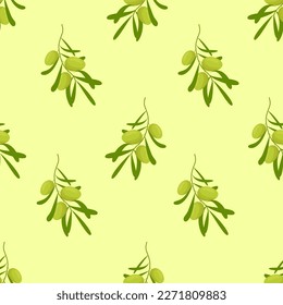 Seamless vector pattern with olive branches