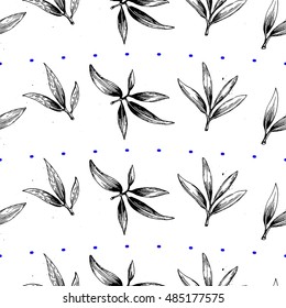 Seamless vector pattern with olive branches. Olives oil sign. Greek religious sign. Organic cosmetics. Eco food. Natural element.