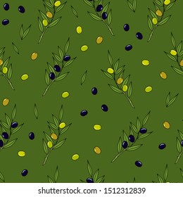 Seamless vector pattern with olives