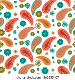 Seamless vector pattern on the basis of traditional Oriental elements Paisley. Background colorful, suitable for textile,Wallpaper, wrapping paper and printing purposes. Vela background. Stock vector.
