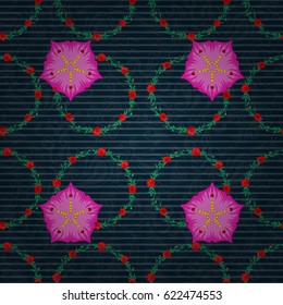 Seamless vector pattern on a blue background. Floral background.