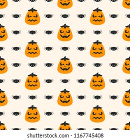 Seamless vector pattern on Halloween. Background for printing on paper, wallpaper, covers, textiles, fabrics, for decoration, decoupage, scrapbooking and other
