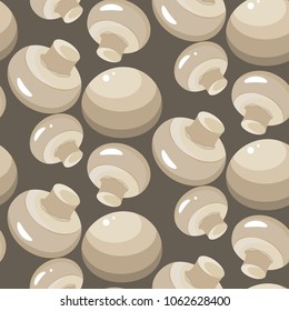 Seamless vector pattern on the theme of mushrooms. Mushrooms mushrooms in cartoon style. Stock vector.