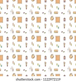 Seamless vector Pattern on a theme of drawing tools. . Can be used for packaging, invitations.