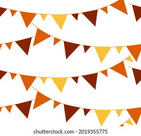 Seamless vector pattern on the theme of Halloween, colored flags on a white background. Endless texture for wallpaper, flyers, covers, banners, fill pattern, web page, background, surface.
