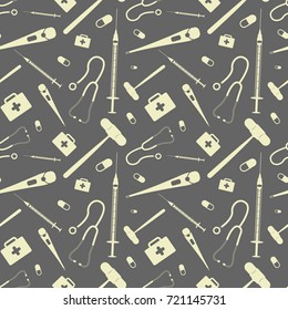 Seamless vector pattern on a theme of medical instruments
