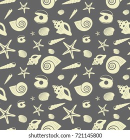 Seamless vector pattern on a theme of sea shells
