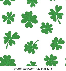 Seamless vector pattern on a transparent background. Four leaf clover for good luck