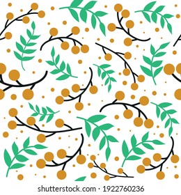 Seamless vector pattern on a white background. Happy Women's Day. 8 march womens day vector illustration of mimosa. Congratulations to mothers, grandmothers, girls, women. Spring. Mimosa bouquet.