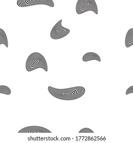 Seamless vector pattern. Optical illusion of black stripes. White background.