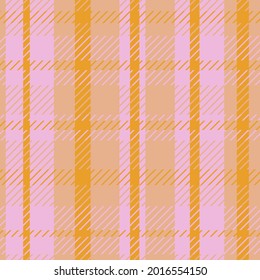 Seamless vector pattern in orange and lavender  buffalo plaid.Autumn classic linen print.Designs for fabric,textiles,social media,clothing,web,wrapping paper,packaging,scrapbooking,wallpaper