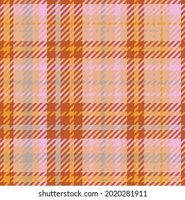 Seamless vector pattern in orange and lavender  buffalo plaid.Autumn classic linen print.Designs for fabric,textiles,social media,clothing,web,wrapping paper,packaging,scrapbooking,wallpaper