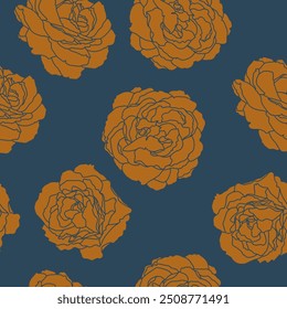 Motif d'Image vectorielle harmonieux de roses orange sur fond flou. Idéal pour le fond d'écran, le tissu et divers designs numériques.