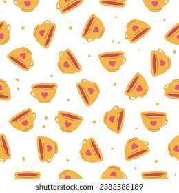Seamless vector pattern of orange tea mugs 