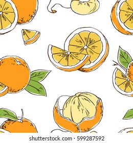 Seamless vector pattern with oranges.