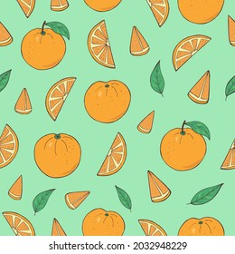 Seamless vector pattern of oranges. Decoration print for wrapping, wallpaper, fabric, textile.