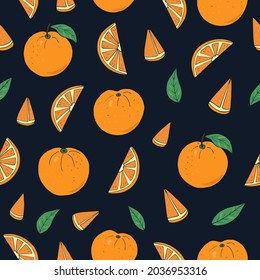 Seamless vector pattern of oranges. Decoration print for wrapping, wallpaper, fabric, textile.
