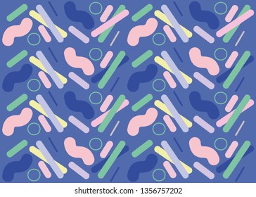 Seamless vector pattern, organic shapes. Pastel colors. Fabric, decor, wallpaper, wrapping paper design. Pink, powder blue, mint green. Inspired by Spring nature, the International Style, microscopy.