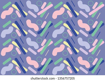 Seamless vector pattern, organic shapes. Pastel colors. Fabric, decor, wallpaper, wrapping paper design. Pink, powder blue, mint green. Inspired by Spring nature, the International Style, microscopy.