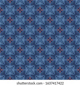 Seamless vector pattern with oriental motifs. Symmetric abstract ethnic ornament. Stylish design for printing on paper and textiles.