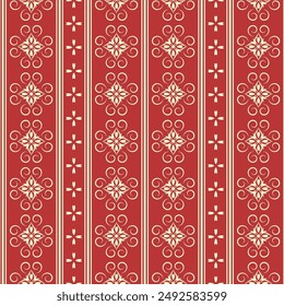 Seamless vector pattern with oriental ornament and stripes.