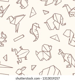 seamless vector pattern with origami animals
