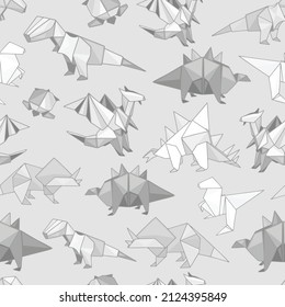 Seamless vector pattern with origami dinosaurs.