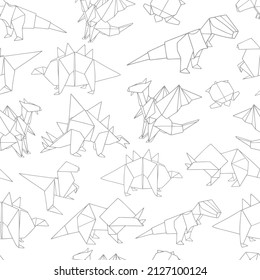 Seamless vector pattern with origami dinosaurs.