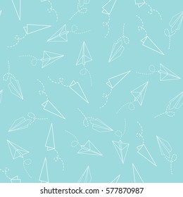 Seamless vector pattern with origami planes and lines. Perfect for wrapping paper, wallpaper, repeating elements, vintage design, notebook covers.
