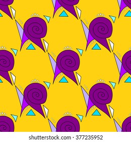 Seamless vector pattern with original spiral and geometric symbols, colorful wallpaper, wrapping paper