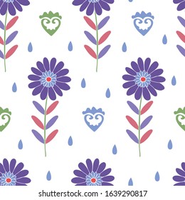 Seamless vector pattern with ornament of flowers. Ethnic ornament with flowers. Tatar ornament. Pattern for fabric.