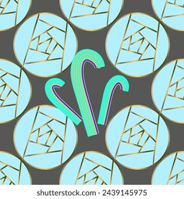 Patrón vectorial sin costuras, adorno con rosas de glasgow y remolinos art decó en colores de moda. Conveniente para el interior, papel pintado, telas, ropa, papelería.
