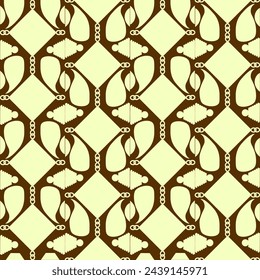 Seamless vector pattern, ornament with silhouettes of embellishments and paisley in trendy colors. Suitable for interior, wallpaper, fabrics, clothing, stationery.


