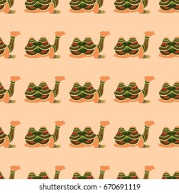 Seamless vector pattern with ornate camel silhouette. Ethnic African motif